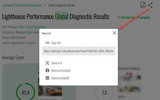 User Experience Diagnostics - Share Reports
